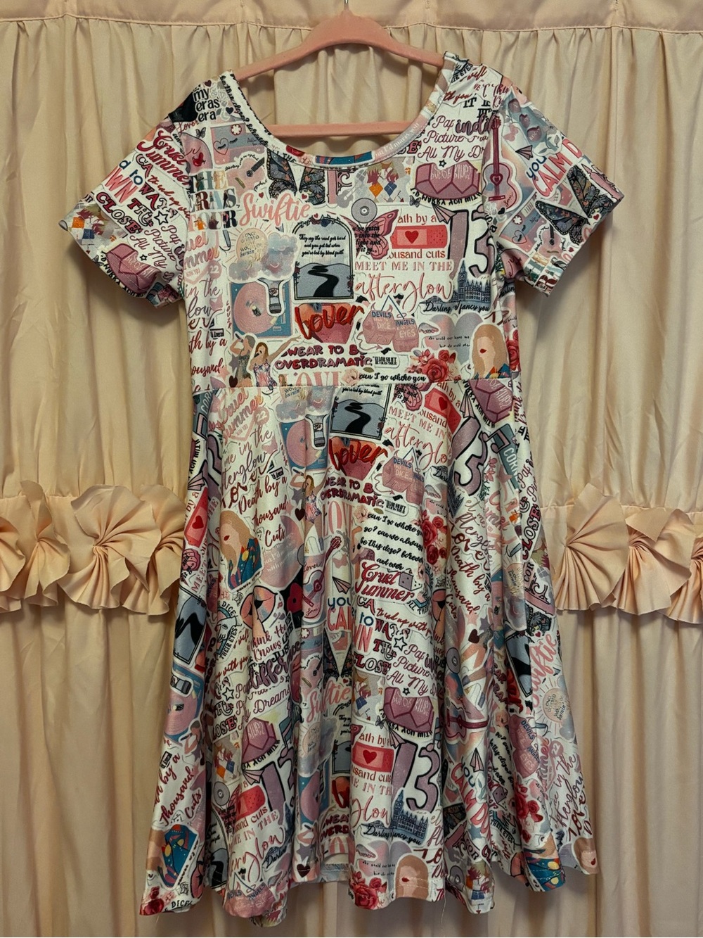 Girls' Pink Multi-Print Taylor Swift eras tour dress
